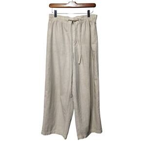 Earth Creations Sz M Hemp Organic Cotton Wide Leg Cropped Pants Elastic Waist